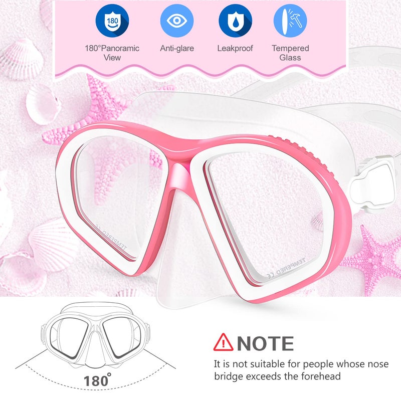 Supertrip Kids Swim Goggles with Nose Cover for Ages 6-14, Tempered Glass Fabric Strap Swimming Snorkel Mask for Pool Beach - Image 3